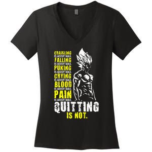 Quitting Is Not Acceptable Anime Gym and Workout Motivation Women's V-Neck T-Shirt