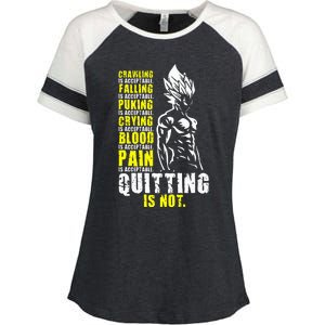 Quitting Is Not Acceptable Anime Gym and Workout Motivation Enza Ladies Jersey Colorblock Tee