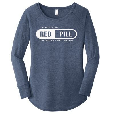 Quote I Took The Red Pill I'm Awake Not Woke Women's Perfect Tri Tunic Long Sleeve Shirt