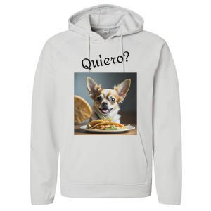 Quiero! I Want Taco! Funny Retro Chihuahua Performance Fleece Hoodie