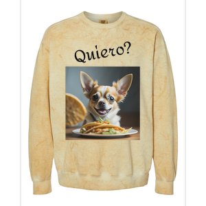 Quiero! I Want Taco! Funny Retro Chihuahua Colorblast Crewneck Sweatshirt