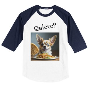 Quiero! I Want Taco! Funny Retro Chihuahua Baseball Sleeve Shirt