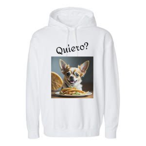 Quiero! I Want Taco! Funny Retro Chihuahua Garment-Dyed Fleece Hoodie