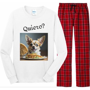 Quiero! I Want Taco! Funny Retro Chihuahua Long Sleeve Pajama Set