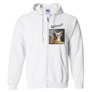 Quiero! I Want Taco! Funny Retro Chihuahua Full Zip Hoodie