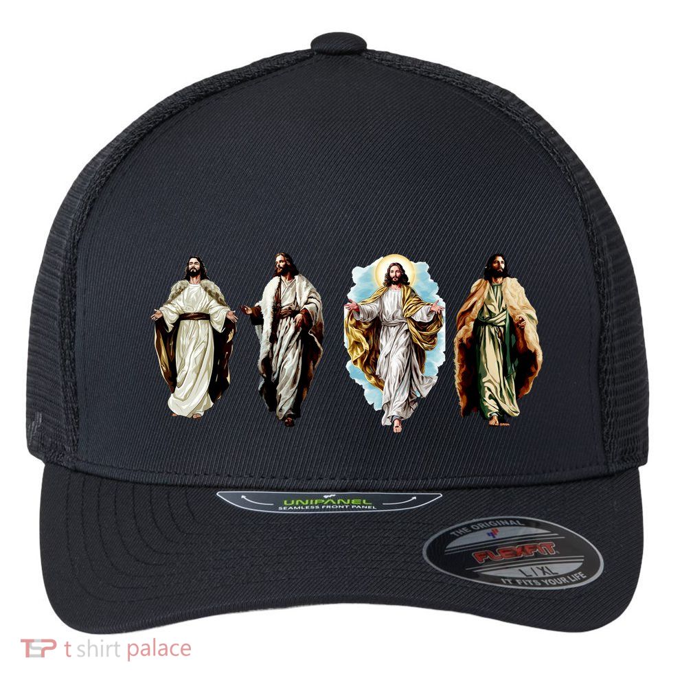 Quad Jesus Art Flexfit Unipanel Trucker Cap