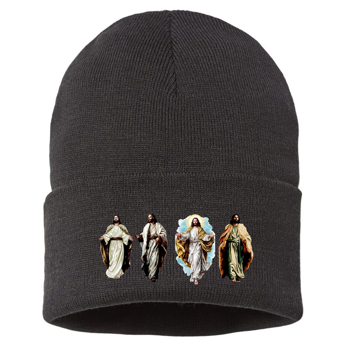 Quad Jesus Art Sustainable Knit Beanie