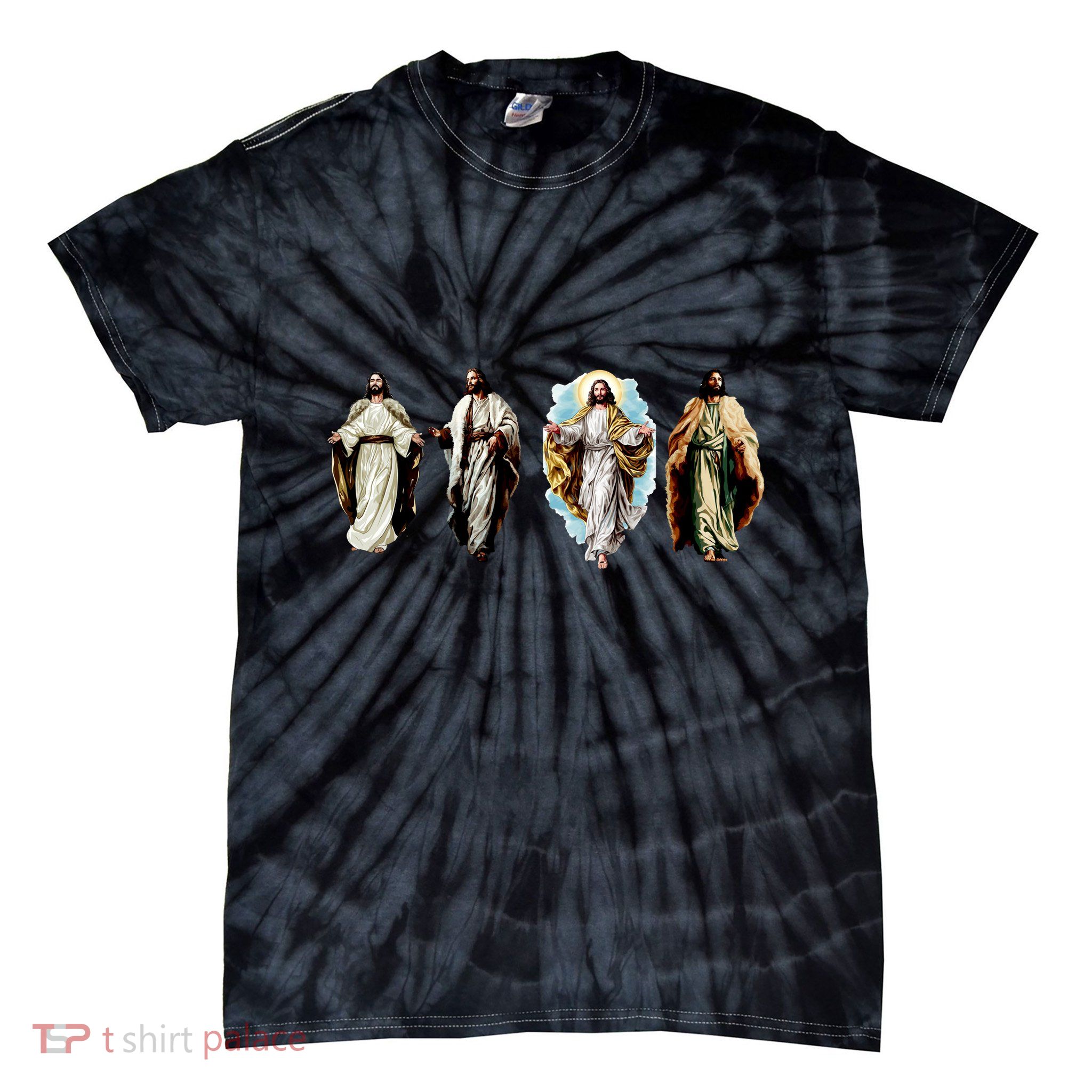 Quad Jesus Art Tie-Dye T-Shirt