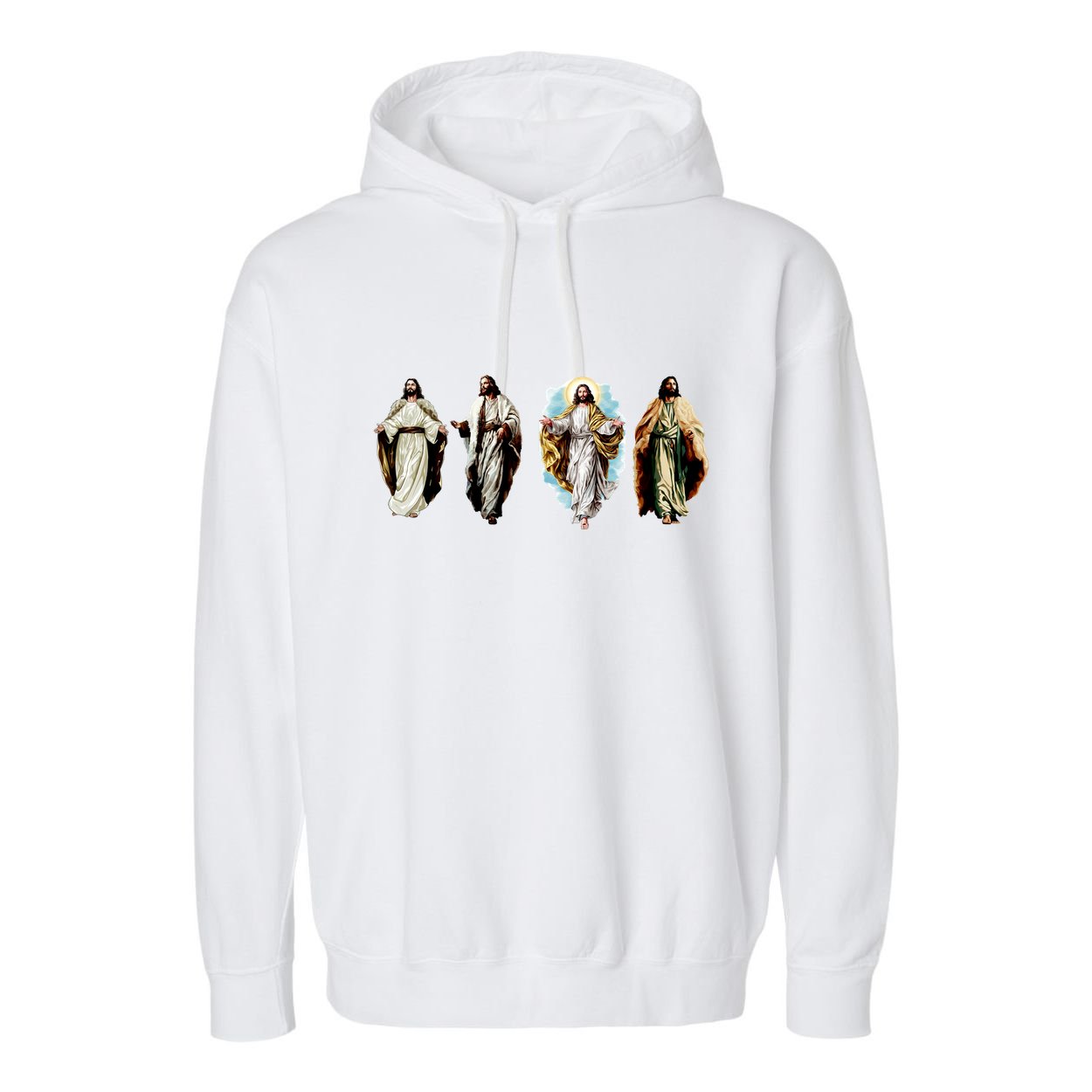Quad Jesus Art Garment-Dyed Fleece Hoodie