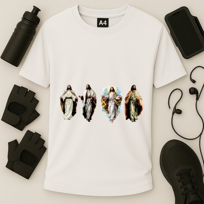 Quad Jesus Art Cooling Performance Crew T-Shirt