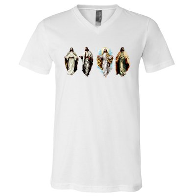 Quad Jesus Art V-Neck T-Shirt