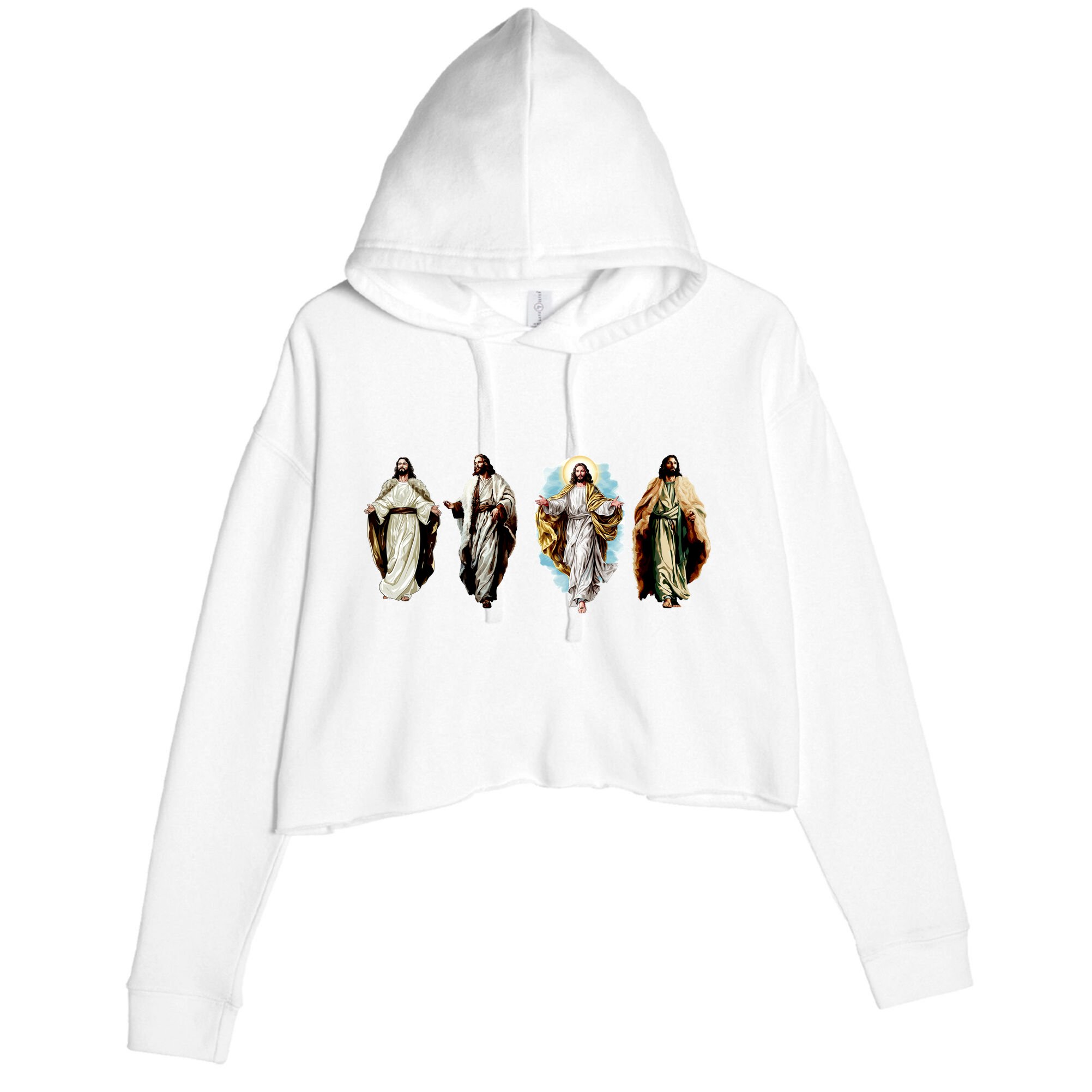 Quad Jesus Art Crop Fleece Hoodie