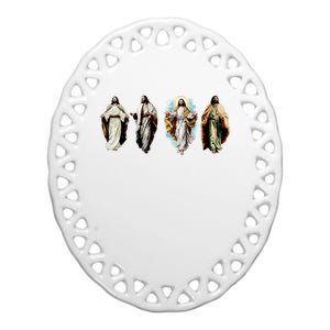 Quad Jesus Art Ceramic Oval Ornament