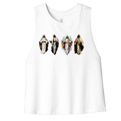 Quad Jesus Art Women's Racerback Cropped Tank