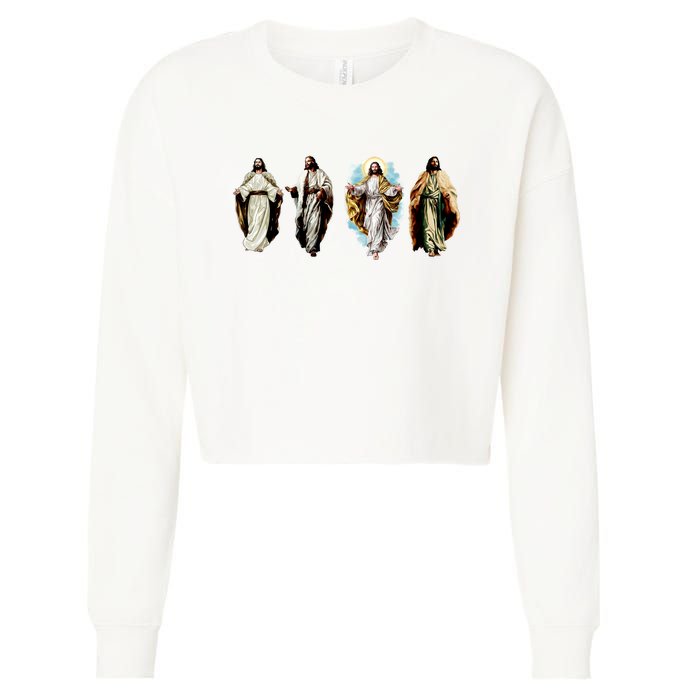 Quad Jesus Art Cropped Pullover Crew