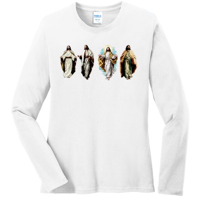 Quad Jesus Art Ladies Long Sleeve Shirt