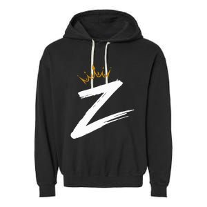 Queen King Letter Z Favorite Letter With Crown Alphabet Garment-Dyed Fleece Hoodie