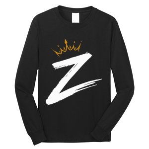 Queen King Letter Z Favorite Letter With Crown Alphabet Long Sleeve Shirt