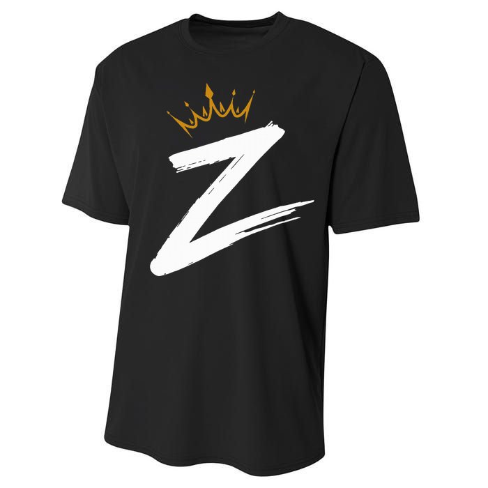 Queen King Letter Z Favorite Letter With Crown Alphabet Performance Sprint T-Shirt