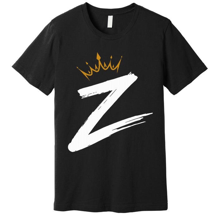 Queen King Letter Z Favorite Letter With Crown Alphabet Premium T-Shirt