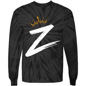 Queen King Letter Z Favorite Letter With Crown Alphabet Tie-Dye Long Sleeve Shirt