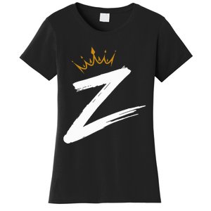 Queen King Letter Z Favorite Letter With Crown Alphabet Women's T-Shirt