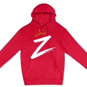 Queen King Letter Z Favorite Letter With Crown Alphabet Premium Pullover Hoodie