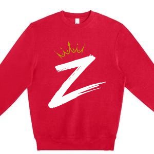 Queen King Letter Z Favorite Letter With Crown Alphabet Premium Crewneck Sweatshirt