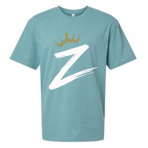 Queen King Letter Z Favorite Letter With Crown Alphabet Sueded Cloud Jersey T-Shirt