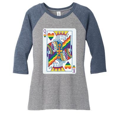 Queer King Queen Women's Tri-Blend 3/4-Sleeve Raglan Shirt