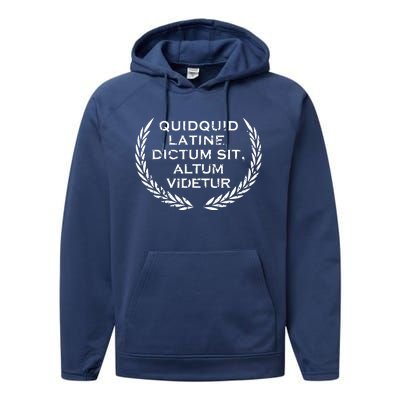 Quidquid Latine Dictum Sit Altum Videtur Teacher Performance Fleece Hoodie