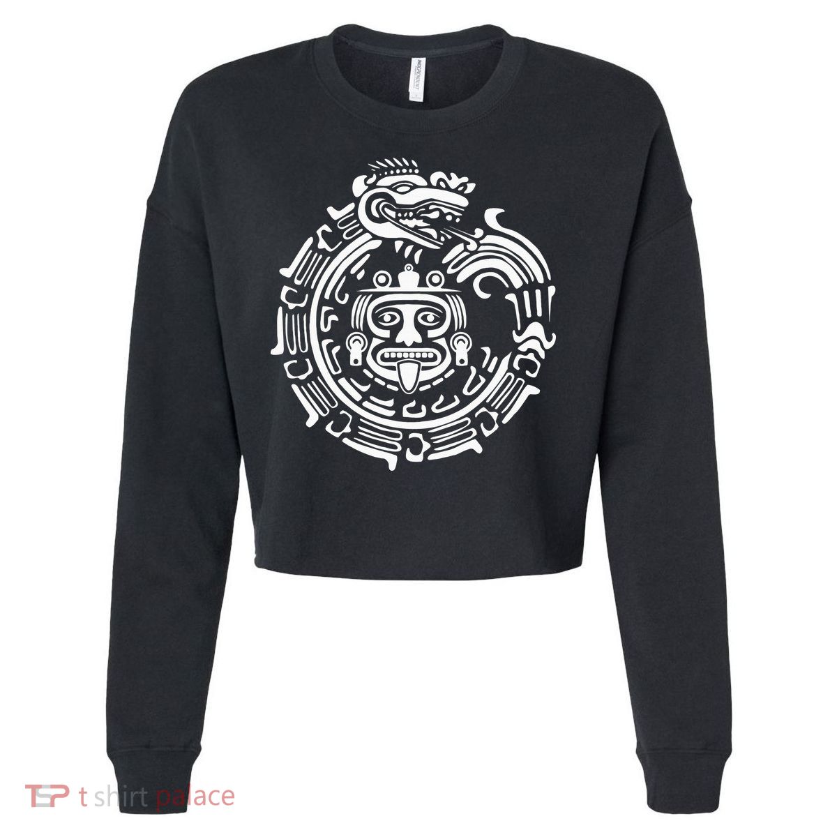 Quetzalcoatl Maya Aztec Ancient Symbol Cropped Pullover Crew