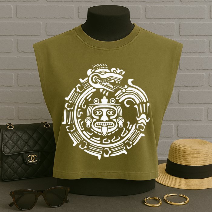 Quetzalcoatl Maya Aztec Ancient Symbol Garment-Dyed Women's Muscle Tee