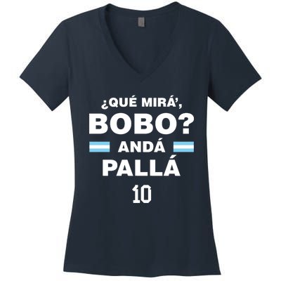 Que Mira´Bobo Argentina 10 Women's V-Neck T-Shirt