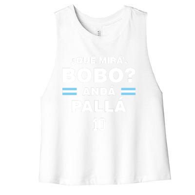 Que Mira´Bobo Argentina 10 Women's Racerback Cropped Tank