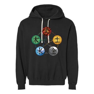 Qigong Martial Arts Elements Garment-Dyed Fleece Hoodie