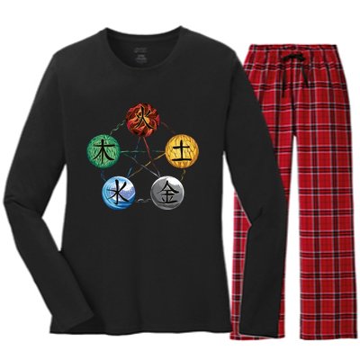 Qigong Martial Arts Elements Women's Long Sleeve Flannel Pajama Set 