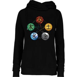 Qigong Martial Arts Elements Womens Funnel Neck Pullover Hood