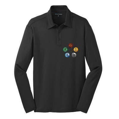 Qigong Martial Arts Elements Silk Touch Performance Long Sleeve Polo