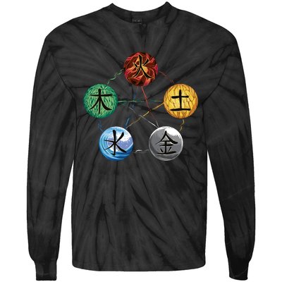 Qigong Martial Arts Elements Tie-Dye Long Sleeve Shirt