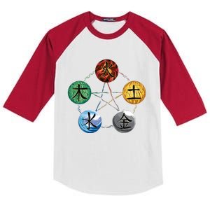 Qigong Martial Arts Elements Kids Colorblock Raglan Jersey