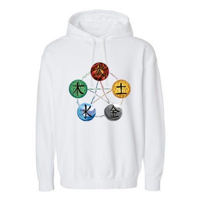 Qigong Martial Arts Elements Garment-Dyed Fleece Hoodie