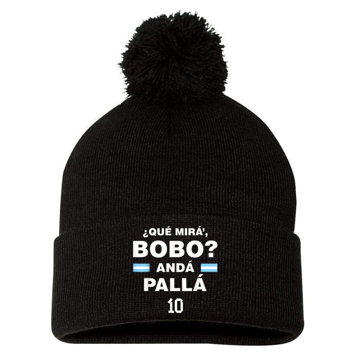 Que Mira´Bobo - Argentina 10 Pom Pom 12in Knit Beanie