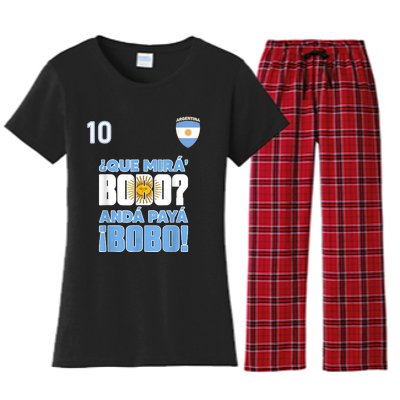 Qué Mirás Bobo, Andá Pa' Allá Funny Speech Flag Design Women's Flannel Pajama Set