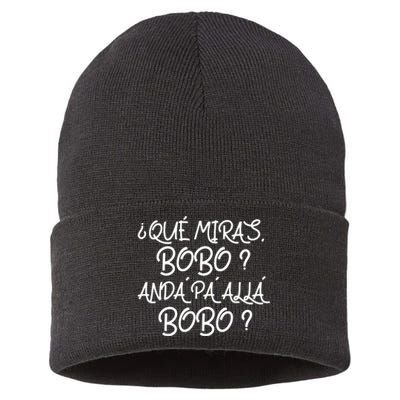 Qué Miras Bobo Qué Mira Bobo Viral Meme Sustainable Knit Beanie