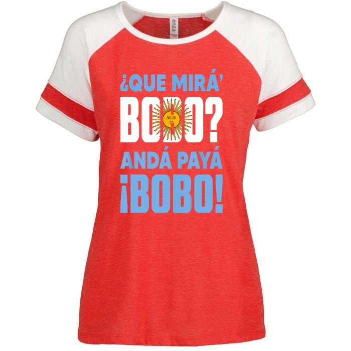 Qué Mirás Bobo, Andá Pa' Allá Funny Speech Enza Ladies Jersey Colorblock Tee