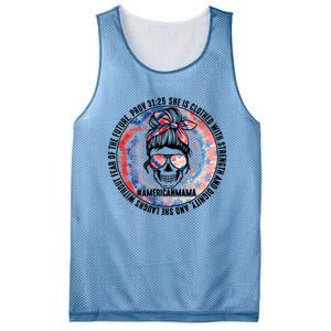 Qm2n Messy Bun Mama American Bible Verse Christian Proverb Funny Gift Mesh Reversible Basketball Jersey Tank