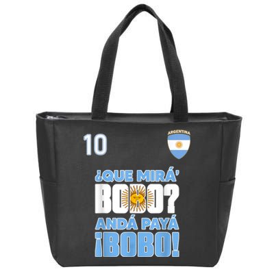 Qué Mirás Bobo, Andá Pa' Allá Funny Speech Argentina Flag Vintage Zip Tote Bag