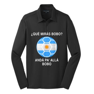 Qué Mirás Bobo, Andá Pa' Allá Funny Speech Argentina Flag Vintage Silk Touch Performance Long Sleeve Polo