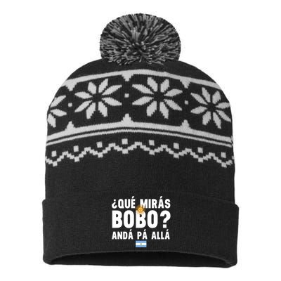 Qué Mira Bobo Sarcastic Saying Viral Meme From Argentina Design USA-Made Snowflake Beanie